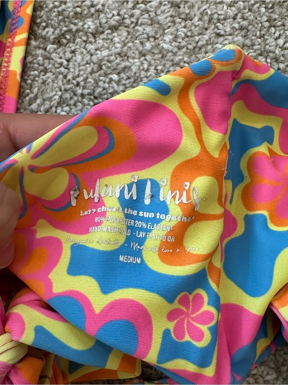 Kulani Kinis Floral Tie-Front Bikini in Pink, Yellow & Blue